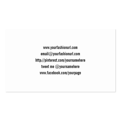 Fashion Blogger Modern Contact Business Cards (back side)