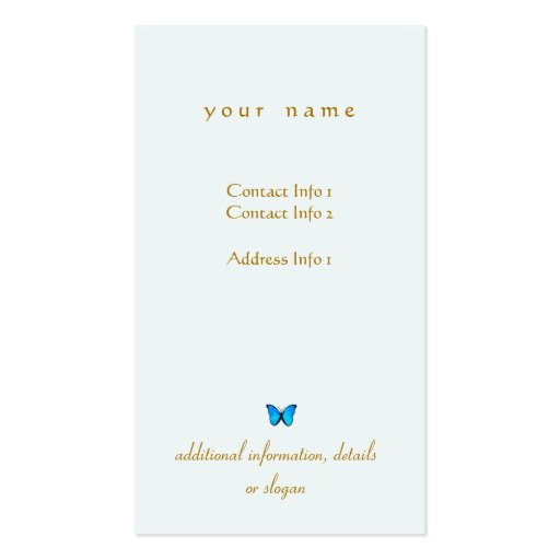 Fashion Boutique Business Card -  Blue Butterfly (back side)