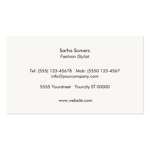 Fashion Boutique Modern Chic Silver Black Business Cards (back side)