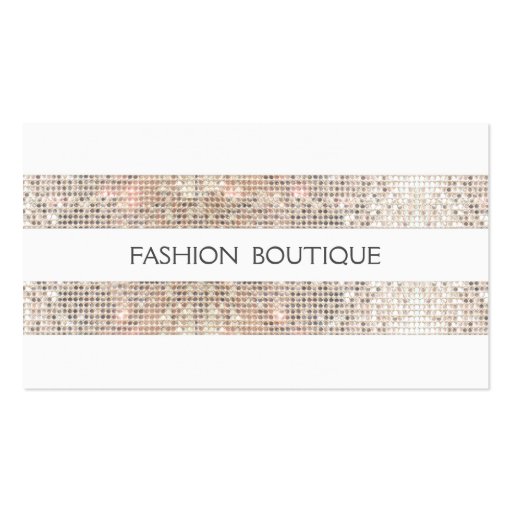 Fashion Boutique Sparkly Silver Sequins Look White Business Card Templates (front side)