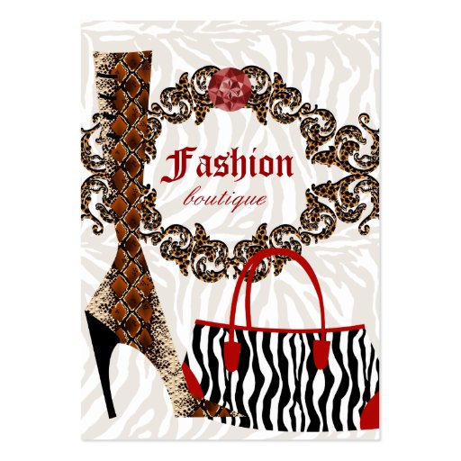 Fashion Business Card Handbag Boot Leather Zebra (front side)