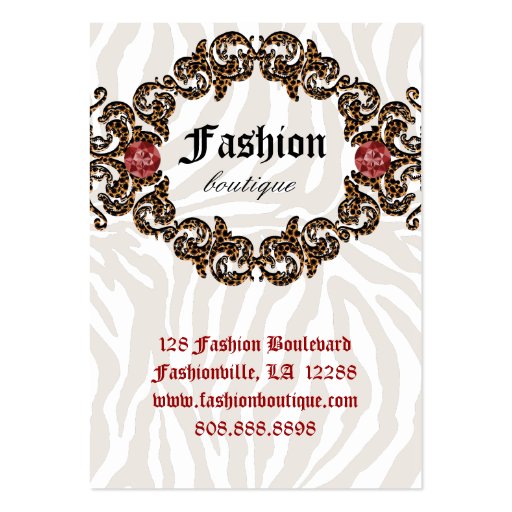 Fashion Business Card Handbag Boot Leather Zebra (back side)