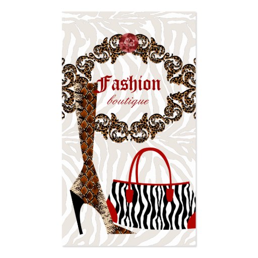 Fashion Business Card Handbag Boot Leather Zebra 2