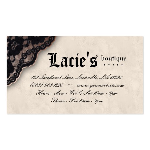 Fashion Business Card Lace Ivory Brown Black (back side)