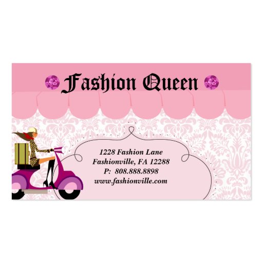 Fashion Business Card Scooter Woman Pink (back side)