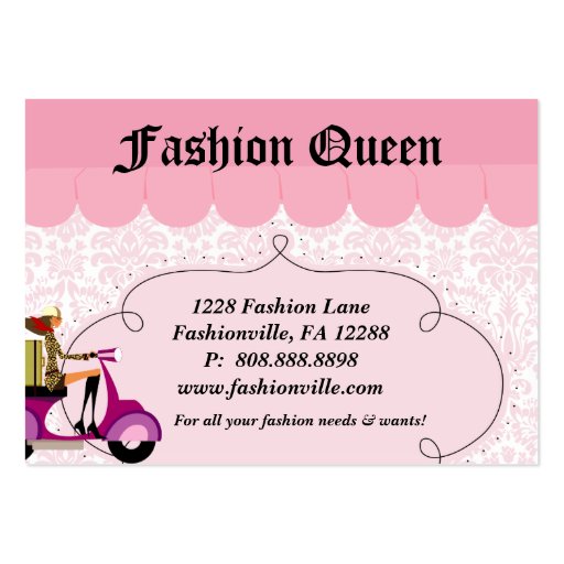 Fashion Business Card Scooter Woman Pink (back side)