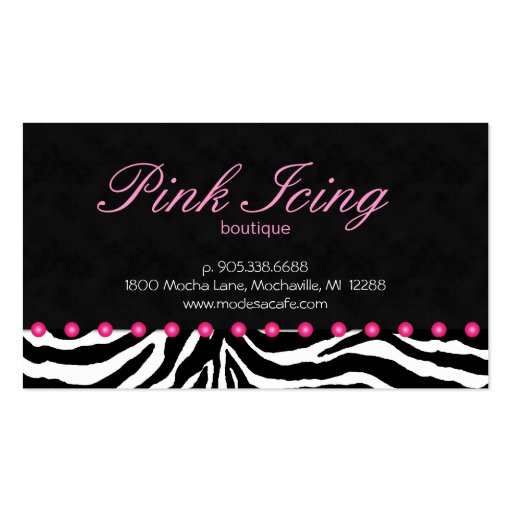 Fashion Business Card Zebra Pink Dots (back side)
