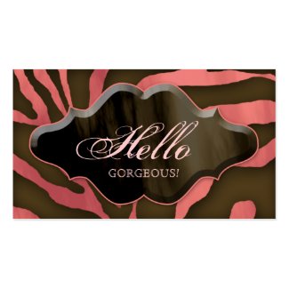 Fashion Business Cards Animal Zebra Coral profilecard