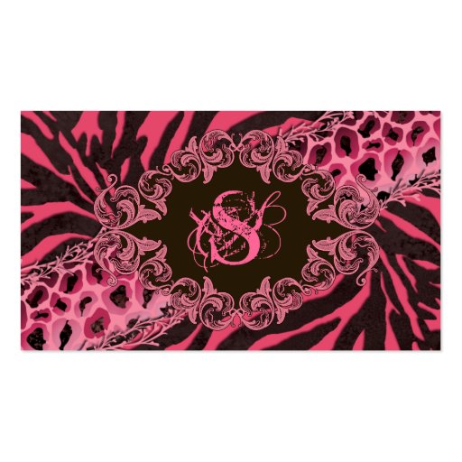 Fashion Business Cards Animal Zebra Leopard Pink (front side)