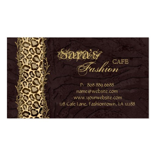 Fashion Business Cards Animal Zebra Suede Leopard (back side)