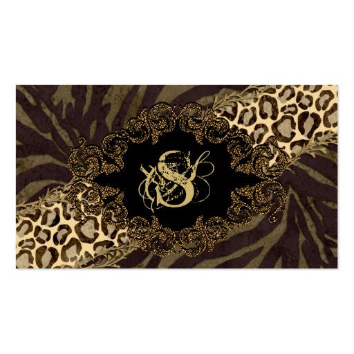 Fashion Business Cards Animal Zebra Suede Leopard (front side)