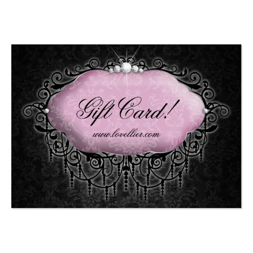 Fashion Damask Jewelry Gift Certificate Pink Gray Business Card Template