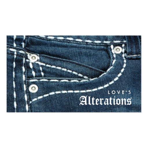 Fashion Denim Jeans Alterations Sewing Business Card Template (front side)