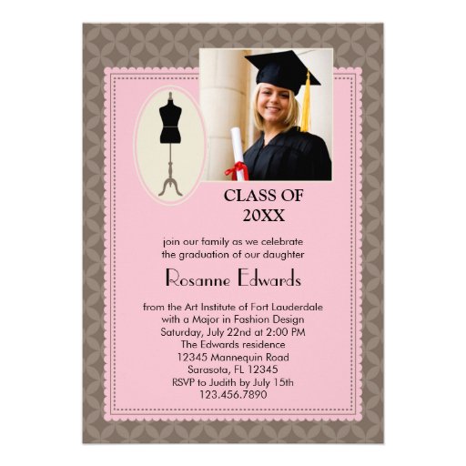 Fashion Design Graduation Photo Invitation