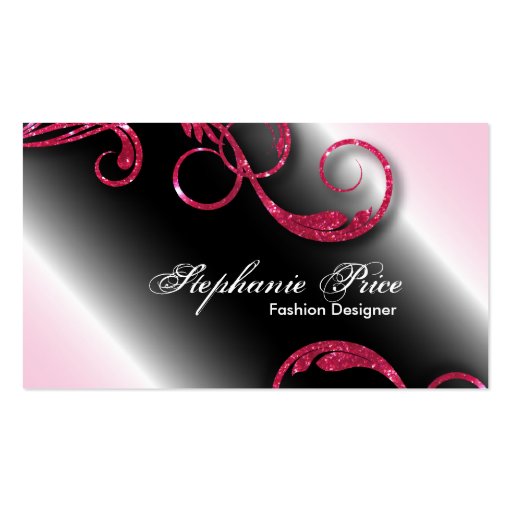 Fashion Designer Business Card - Pink Sparkle (front side)