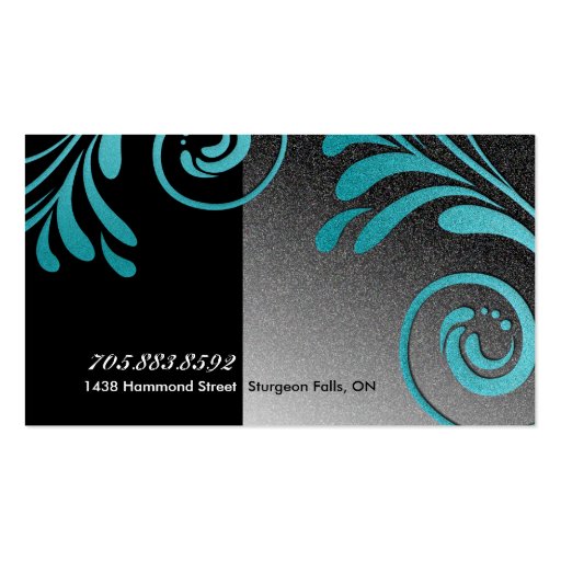Fashion Designer Business Card - Turquoise & Black (back side)