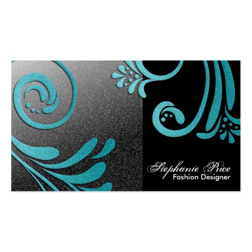 Fashion Designer Business Card - Turquoise & Black (front side)