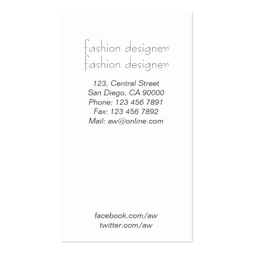 Fashion Designer - Business Cards (back side)