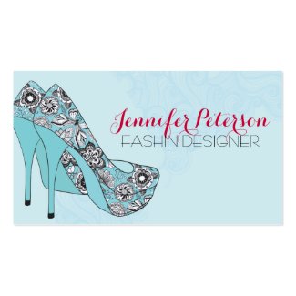 Fashion Designer Elegant Floral Stiletto Shoes 2 Double-Sided Standard Business Cards (Pack Of 100)