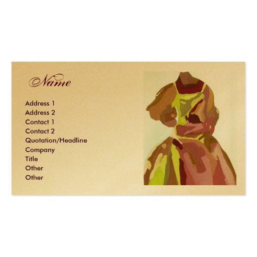 "Fashion Designer" Golden Brown Dress Business Card Template (front side)