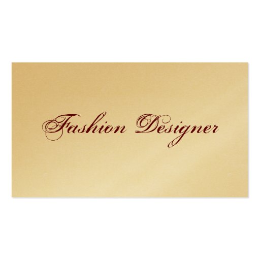 "Fashion Designer" Golden Brown Dress Business Card Template (back side)