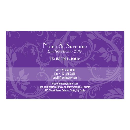 Fashion designer stylist interior decorator business card templates (back side)