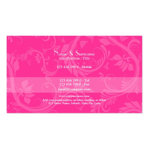 Fashion designer stylist interior decorator business card templates (back side)