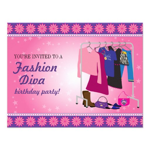 Fashion Diva Birthday Party Custom Announcement