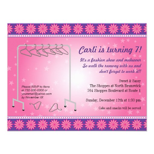Fashion Diva Birthday Party Custom Announcement