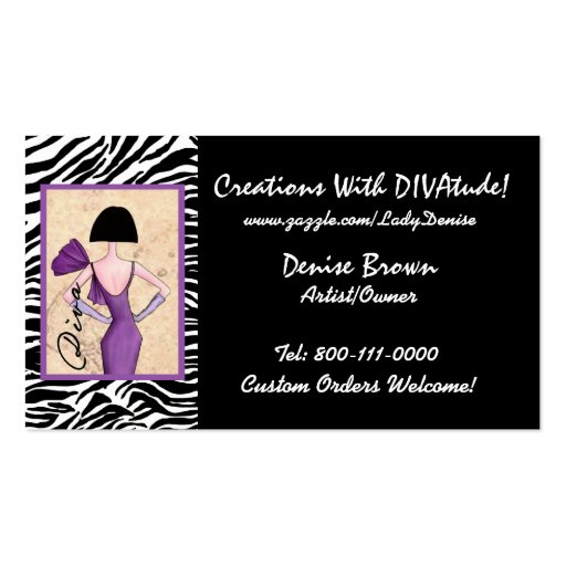 Fashion Diva Business Cards (front side)