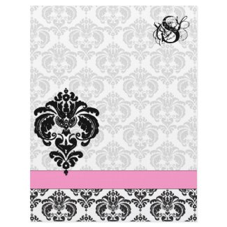 Fashion Diva Pink Raspberry Monogram Damask letterhead