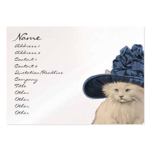 Fashion Diva Vintage Kitty Cat Business Cards Blue