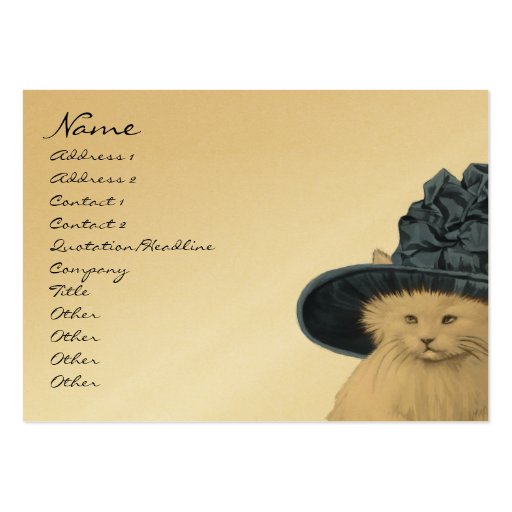 Fashion Diva Vintage Kitty Cat Business Cards Blue (front side)