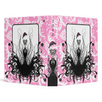 Fashion Diva White Damask Raspberry Binder