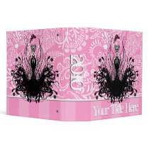 Fashion Diva White Damask Raspberry Binder by samack Fashion Diva White Damask Raspberry Binder