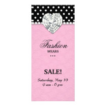 Fashion Dots Jewels Pearl Heart Lace Pink Custom Rack Cards