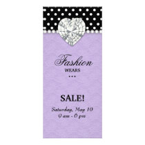 Fashion Dots Jewels Pearl Heart Lace Purple Rack Card