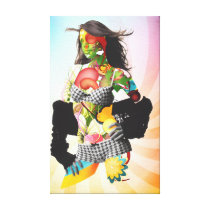 Fashion Female Colourful Vector Canvas Gallery Wrap Canvas
