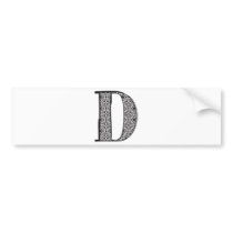 Fashion font, Letter D Bumper Sticker