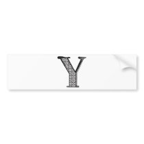 Fashion font, Letter Y Bumper Stickers