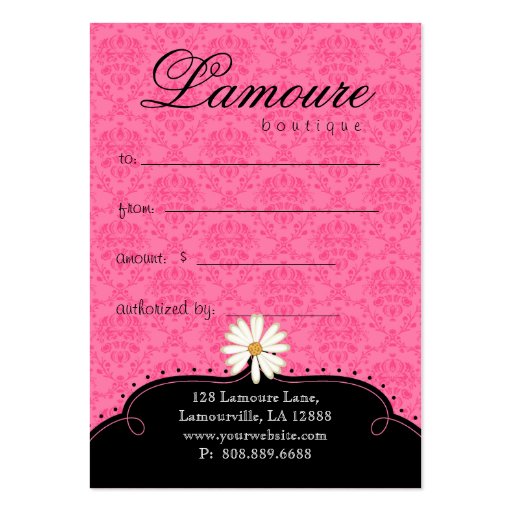Fashion Gift Card Pretty Shoes Dress Pink Black Business Card (front side)
