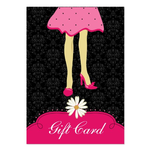 Fashion Gift Card Pretty Shoes Dress Pink Black Business Card (back side)