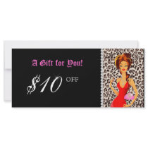 FASHION Gift Certificate Jewelry Leopard Pink Red Rack Card