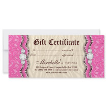 Fashion Gift Certificate Leopard Lace Pink Cream Rack Card Design