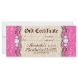 Fashion Gift Certificate Leopard Lace Pink Cream Rack Card Design