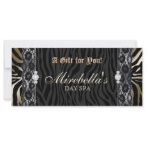 Fashion Gift Certificate Zebra Lace Gold Rack Card