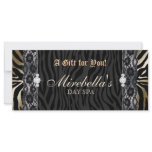 Fashion Gift Certificate Zebra Lace Gold Rack Card