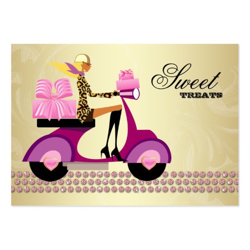 Fashion Gifts Scooter Girl Jewelry Pink Gold Blond Business Card