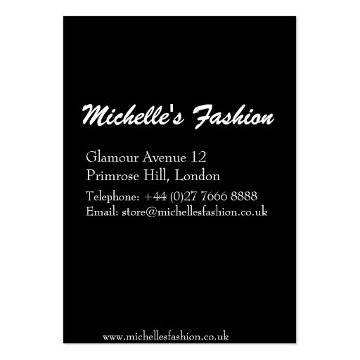 Fashion girl business card design (back side)