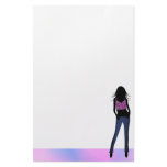 Fashion Girl in Blue Jeans Stationery Notepad